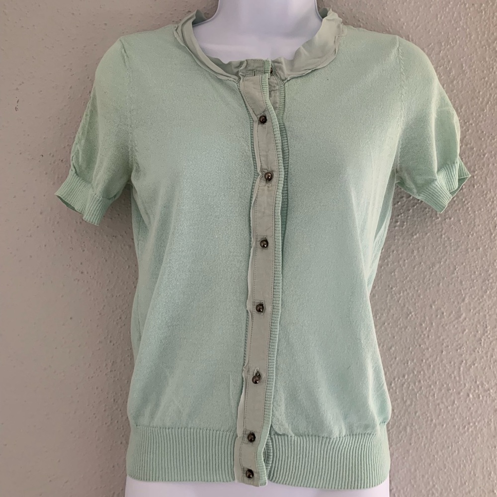 New York & Company Cardigan Short Sleeve Top XS